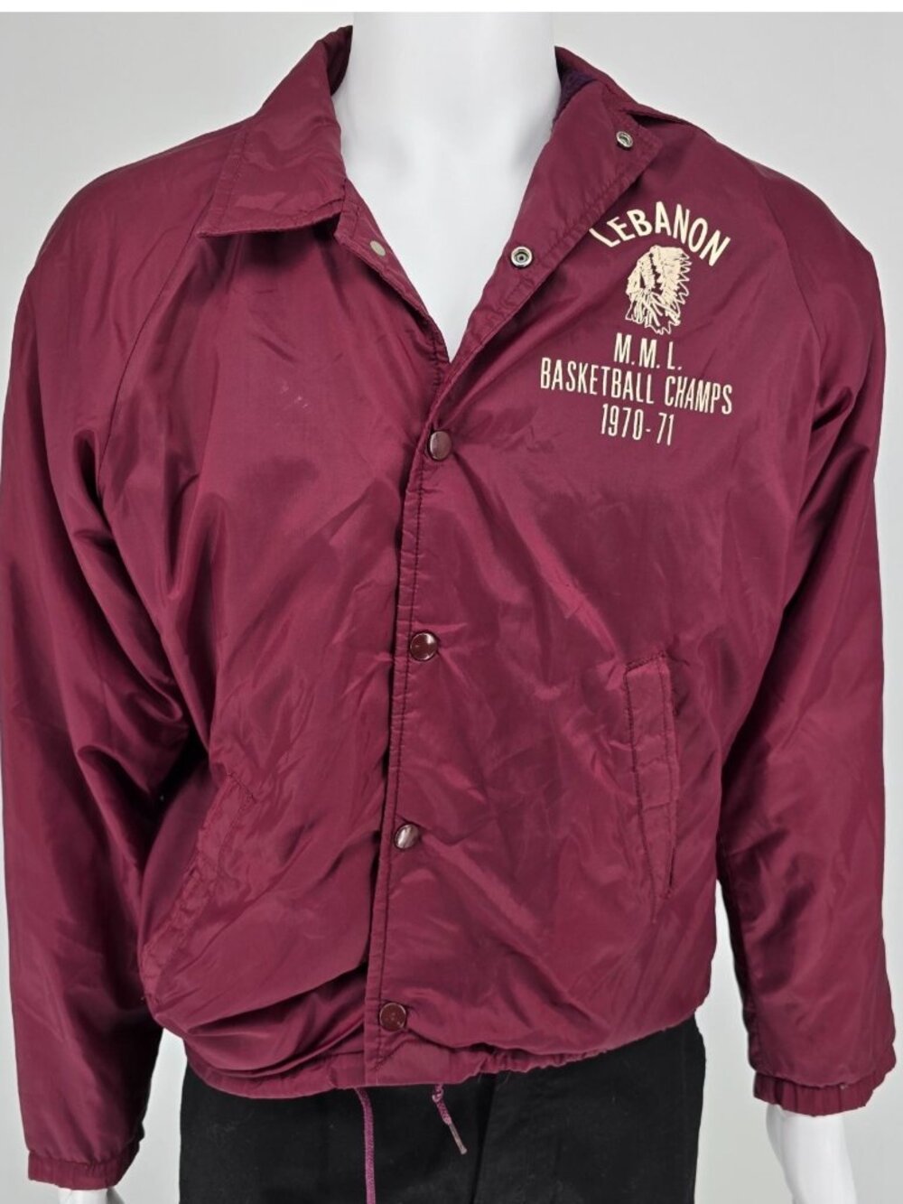 Vintage 1970s Champion Lebanon M.M.L. Basketball Champs 1970-71 Coach Jacket (M)